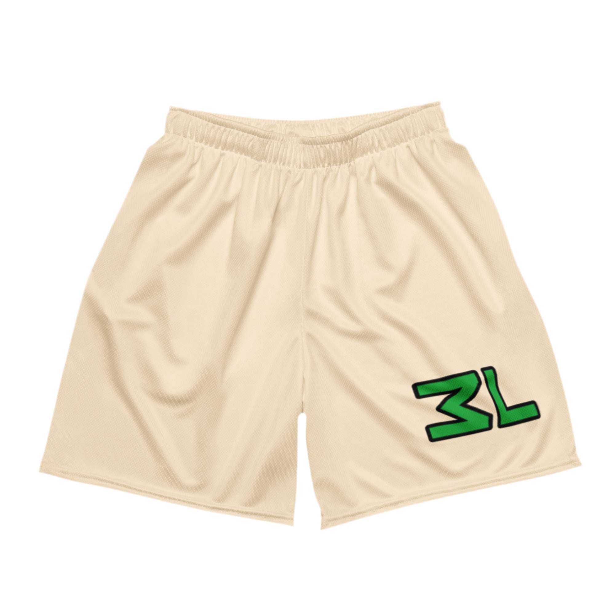 Mesh Shorts Green Beige